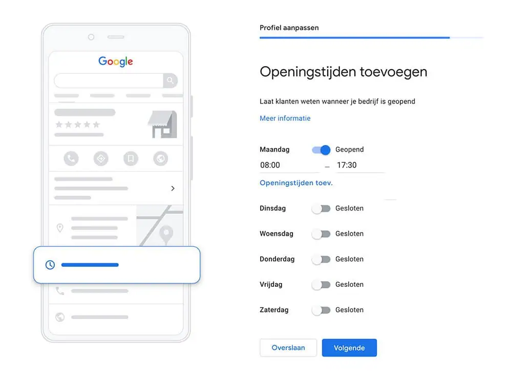 google mijn bedrijf openingsuren