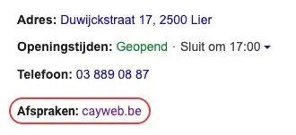 google bedrijfsprofiel afsprakenknop