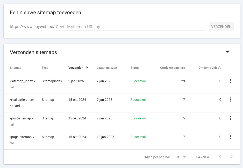 Sitemap toevoegen in google search console